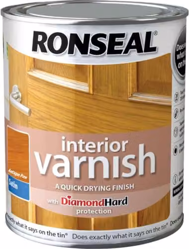 Ronseal Quick Dry Satin Interior Varnish, Clear, 250 ml