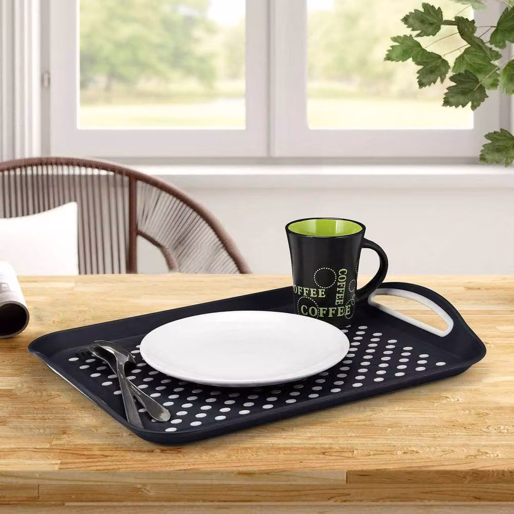 Marco Paul Non-Slip Rectangular Plastic Tray with Rubber Grip Surface and Handles in White – 4