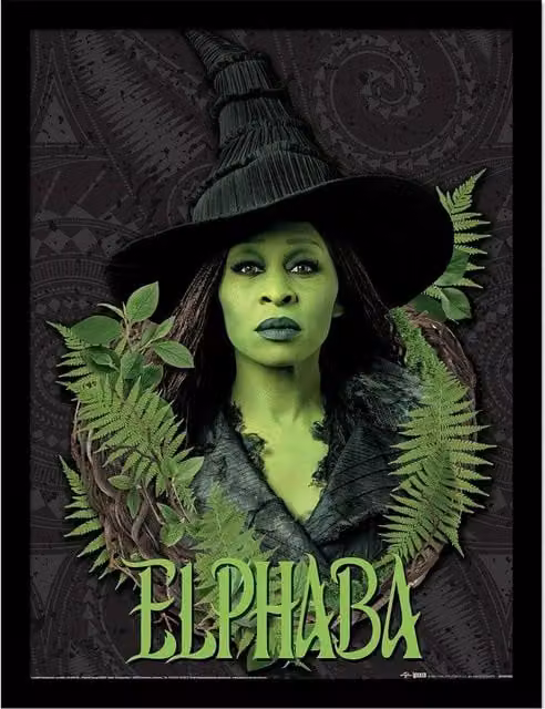 Wicked Elphaba Leaves Framed Botanical Graphic Poster in Black – 1