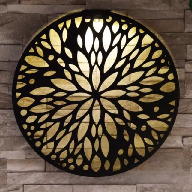 Betley Butterfly Black Metal Solar LED Wall Panel Garden Decor