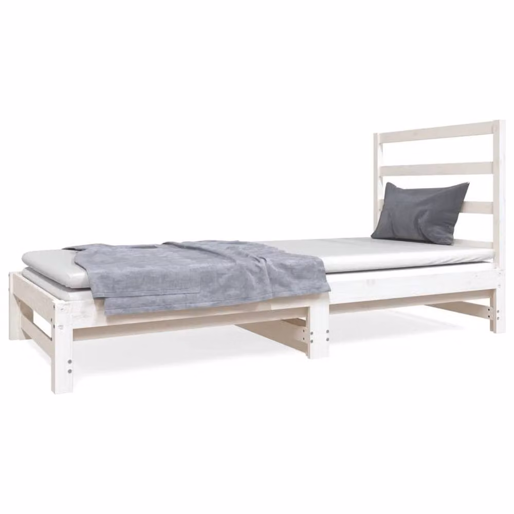 Berkfield Home White Pull-out Day Bed in Solid Pine Wood, W/D/H: 180 x 90 x 190 cm – 2
