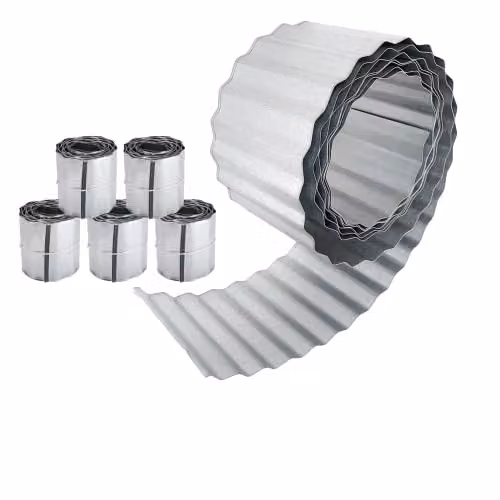 Primrose Silver Galvanised Metal Wavy Edge Garden Lawn Border Edging Roll, Pack of 2 – 5