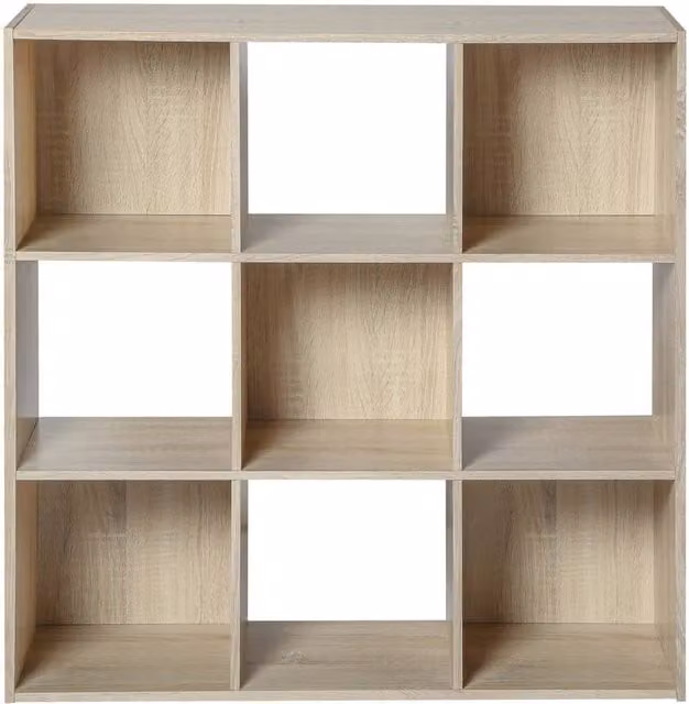 CALICOSY 9-Compartment Modern Storage Shelf in Brown – 1