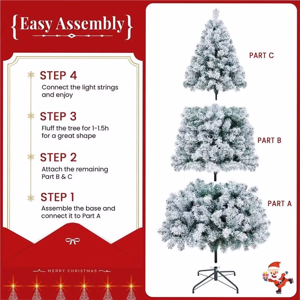 Kelvenix 6ft Classic Artificial Christmas Tree with 350 Warm White and Multicolour LED Lights – 3