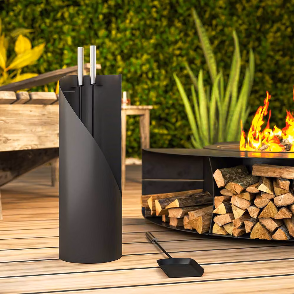 STILVORA Metal Fireplace Tools Set with Bucket in Black – 9