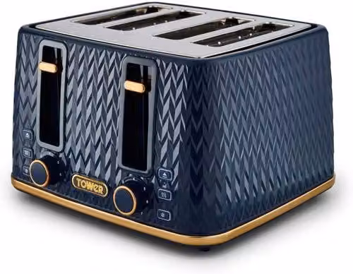 Tower 4-Slice Empire Toaster, 1600W, Midnight Blue