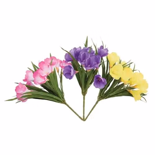 Coopers of Stortford Set of Three Artificial Crocus Picks in Yellow, Pink and Purple