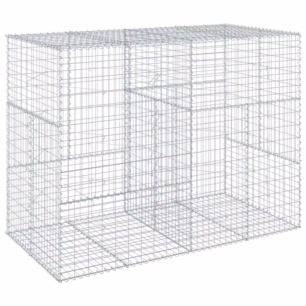 Berkfield Home Silver Galvanised Steel Gabion Basket with Cover W: 200 cm, D: 100 cm, H: 150 cm – 2