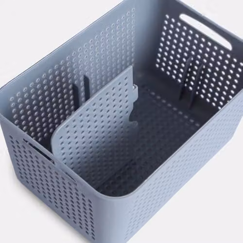 OHS Airtight Plastic Fridge Storage Container with Removable Basket and Lid, Grey/Transparent – 2