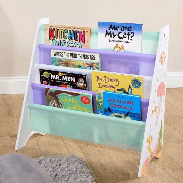 Home Source Kids 4 Tier Multicolour Sling Bookcase with Compact Abstract Design – 1