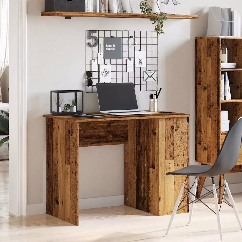 Berkfield Computer Desk in Brown Old Wood, W/D/H: 100 x 55 x 75 cm – 3