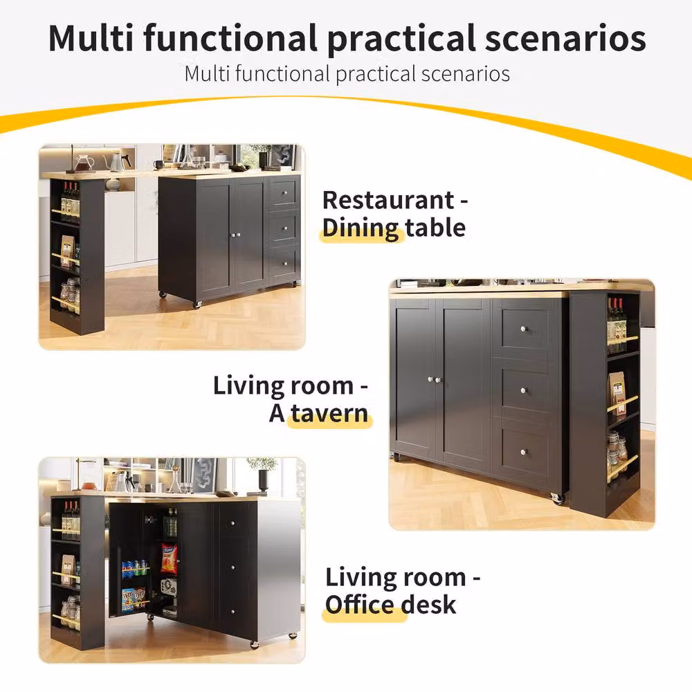 BTM Swivelling Dining Table with Drawers and Snack Rack in Black, W/D/H: 106 x 60 x 71 cm – 7