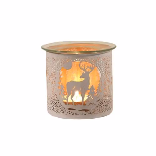 Aroma Accessories White and Gold Stag Tealight Wax Melter and Candle Holder