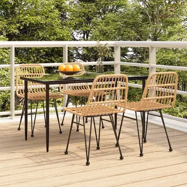 Berkfield Home 5 Piece Brown Poly Rattan Garden Dining Set – 1