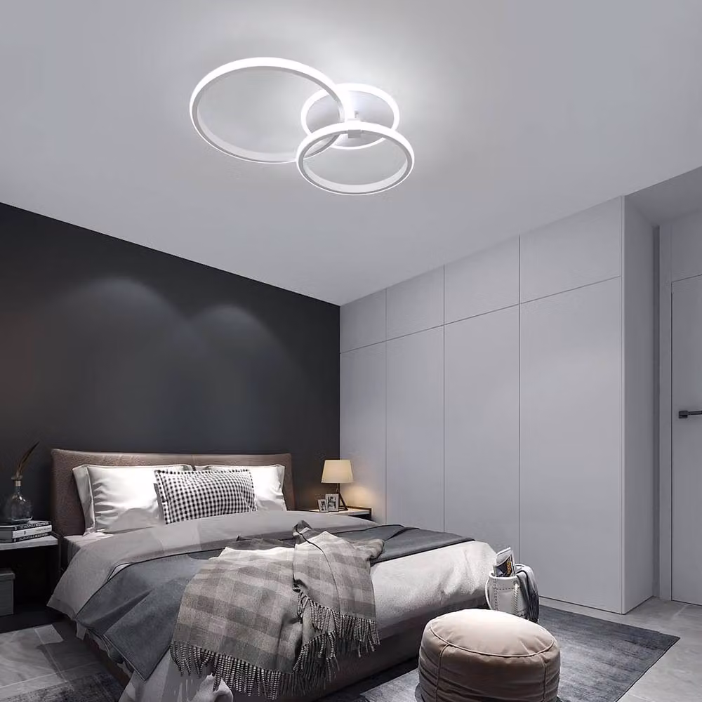 Goeco Modern Round LED Ceiling Light in White with 6500K Cool White Light – 3
