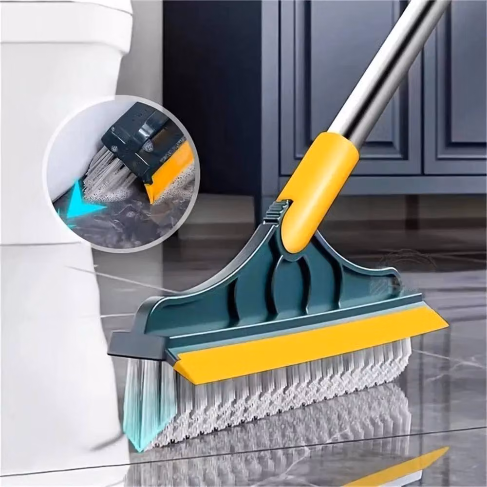 Nordara 3 in 1 Floor Brush and Scraper with 120 Degree Rotatable Head and Long Handle in Dark Green – 3