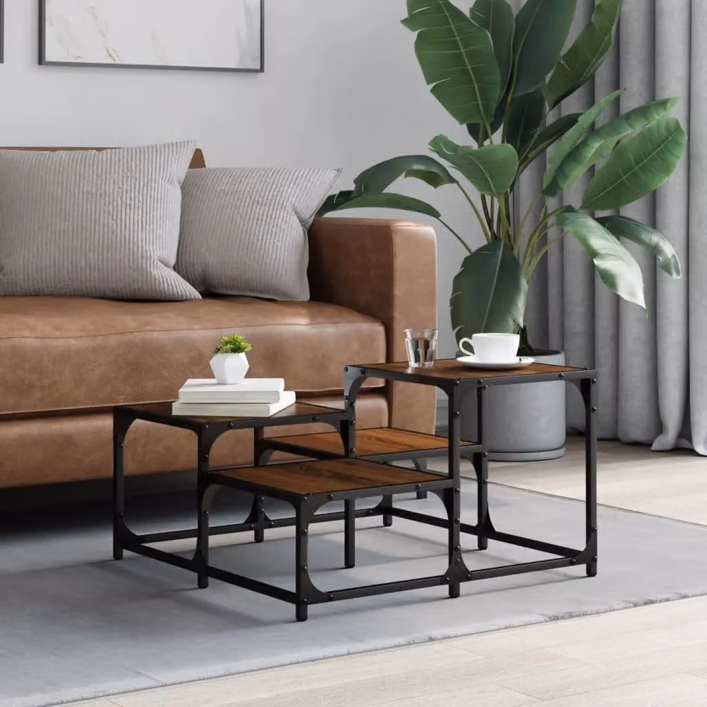 Berkfield Home Brown Oak Coffee Table, W/D/H: 68 x 68 x 40 cm – 3