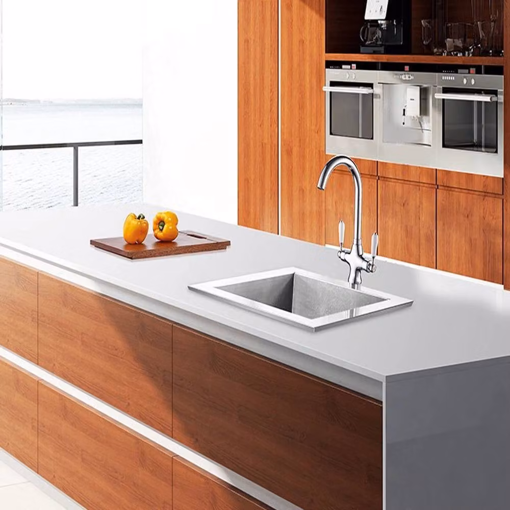 Hinsinc Traditional Twin Lever Kitchen Sink Mixer Tap in Silver Chrome with Swivel Spout – 2