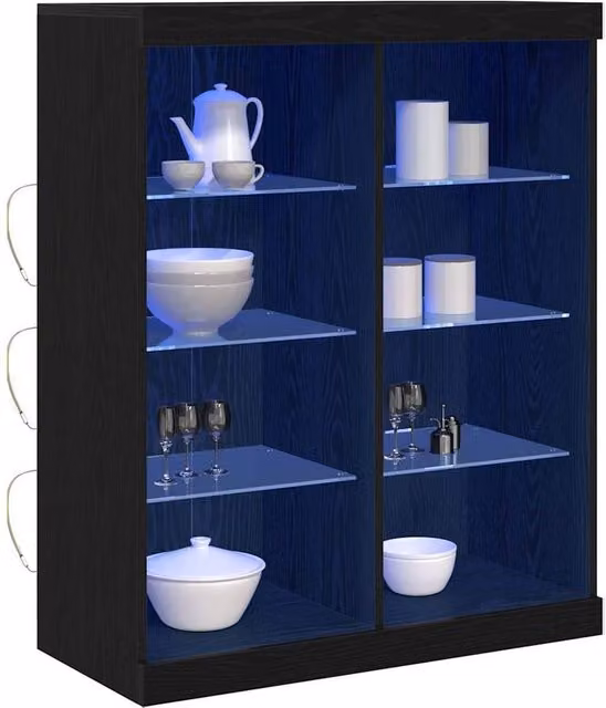 Berkfield Home Modern Black Oak Sideboard with Integrated LED Lights W/D/H: 41 x 37 x 100 cm