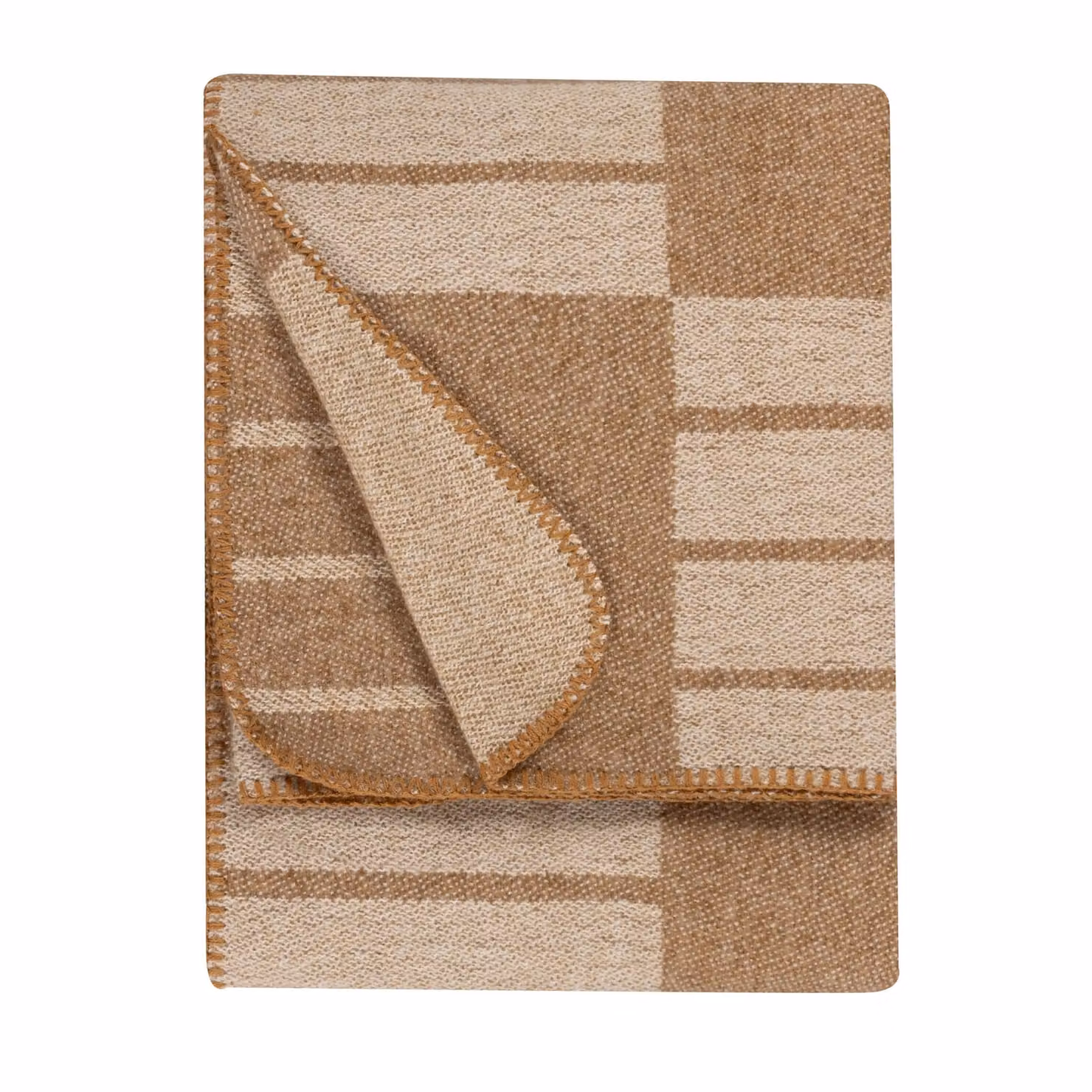 Yard Harlech Woven Reversible Geometric Throw in Brown and Beige, W: 130 cm, D: 180 cm – 2