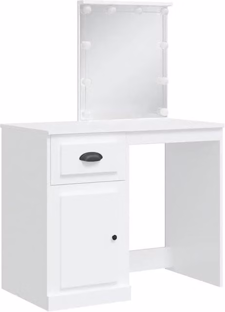 Berkfield Home Beautiful Dressing Table with Hollywood LED Lights, White, W/D/H: 90 x 42 x 132.5 cm