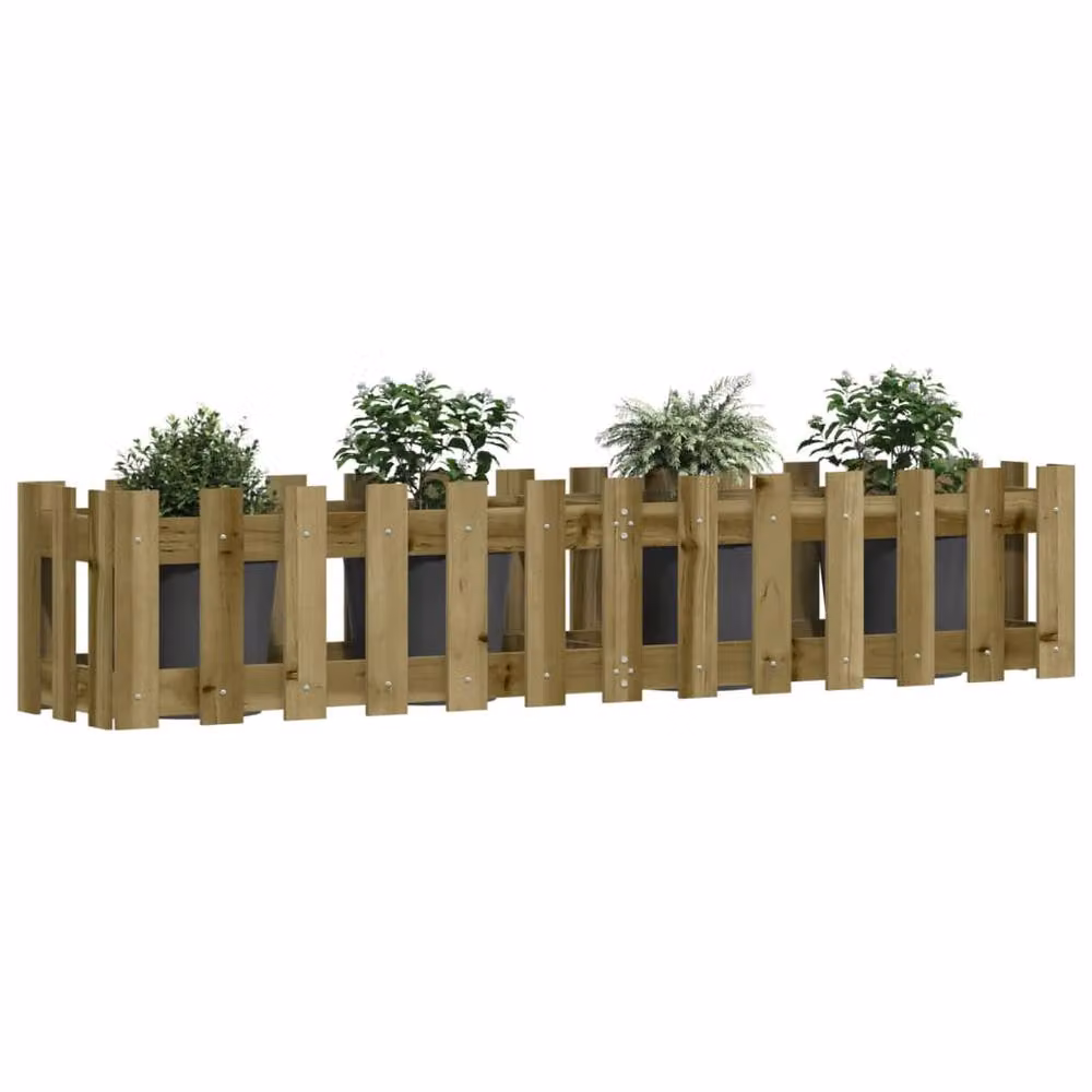 Berkfield Home Garden Raised Bed with Fence Design in Brown Impregnated Pine Wood, W: 150 cm, D: 30 cm, H: 30 cm – 3