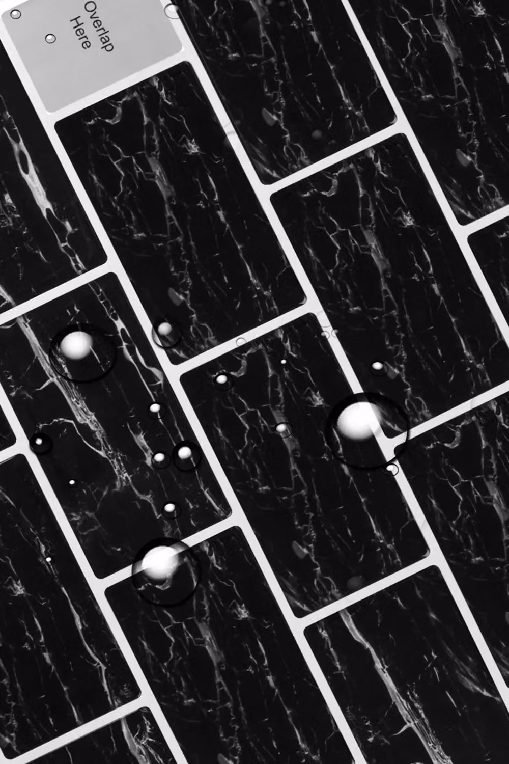 Living and Home 10 Piece Portoro Black Marble 3D Peel and Stick Subway Wall Tile Stickers – 3