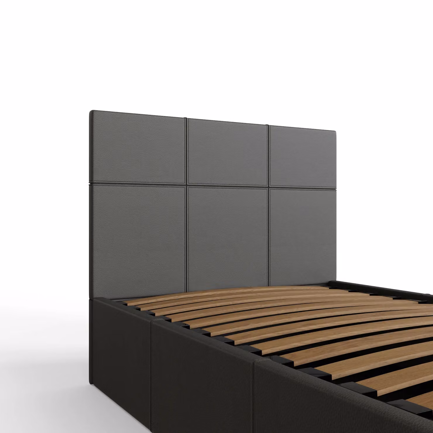 GFW Ecuador Grey Faux Leather Side Lift Ottoman Storage Bed Frame, Double 140 x 200 cm – 5