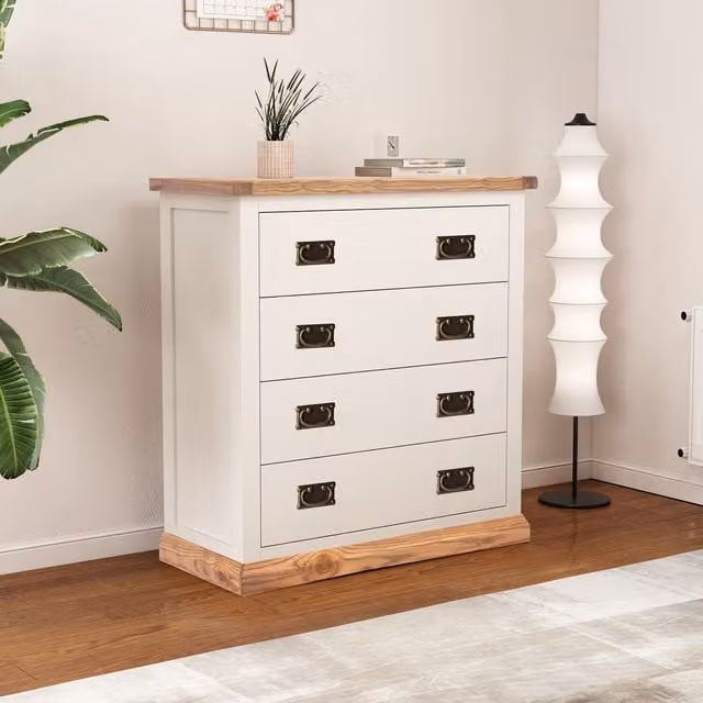 Cabinet Bits Tropea 4 Drawer Chest in Off-White and Gold – 1