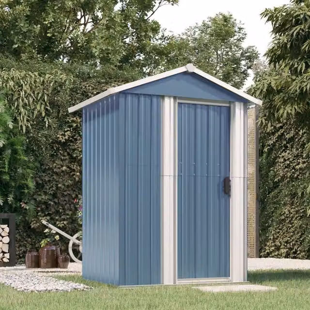 Berkfield Home Grey Galvanised Steel Gable Garden Shed W/D/H: 126 x 97.5 x 177 cm
