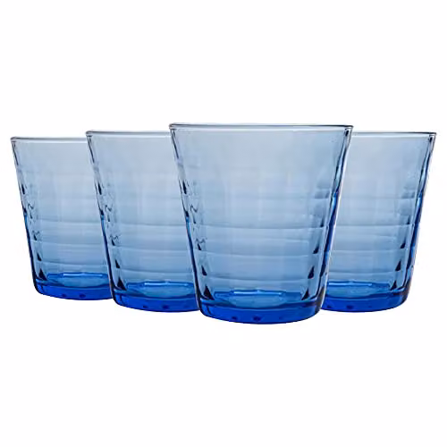Duralex Prisme Geometric Glass Tumblers, 275ml, Blue, Pack of 8 – 1