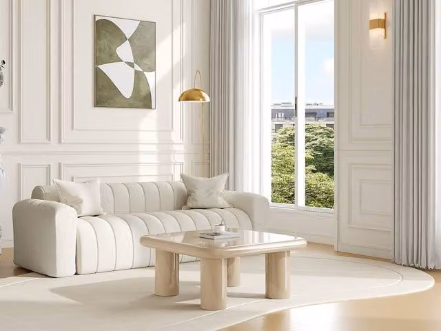 Vente-unique TAMISDA MDF Coffee Table in Lacquered Beige – 1