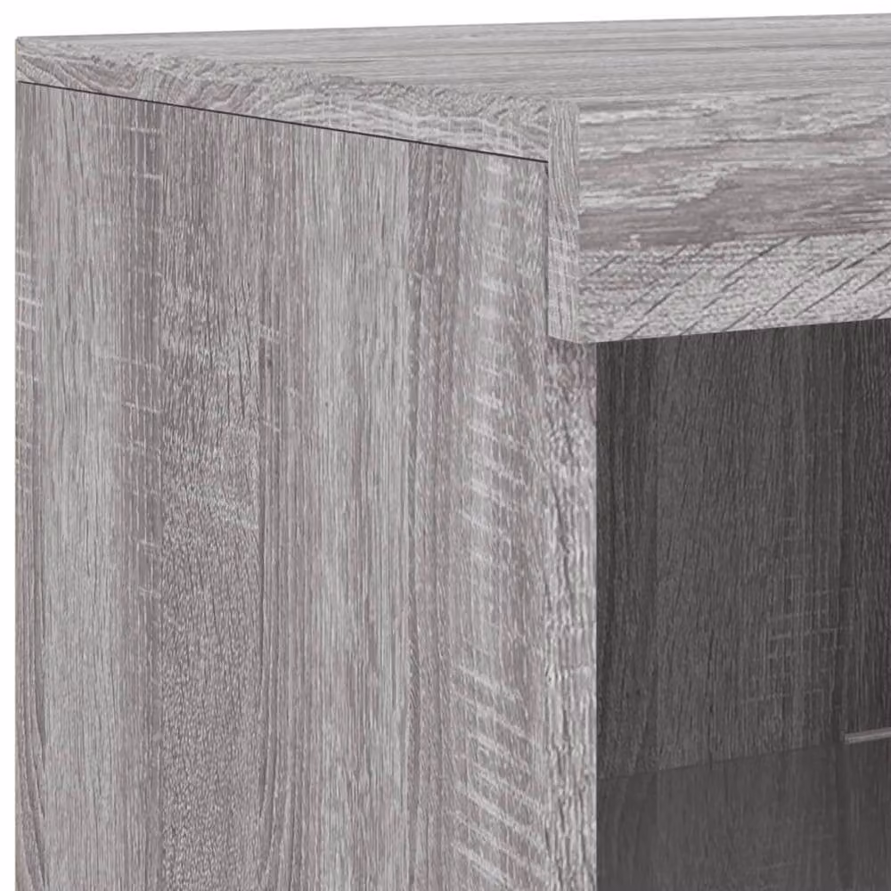 Berkfield Home Set of 3 Grey Sonoma Sideboards with Integrated LED Lighting and Glass Details – 4