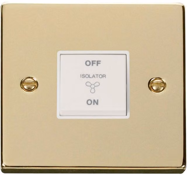 SE HOME Surface Mount Fan Isolation Switch, Polished Brass and White