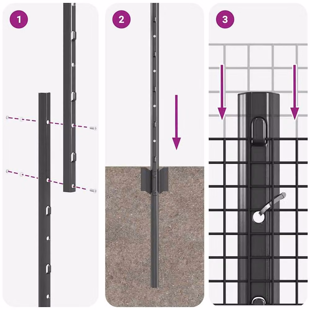 Berkfield Home Welded Wire Fence with 10 U-Profile Posts, Steel, Grey, W: 10 m, H: 1.4 m – 5