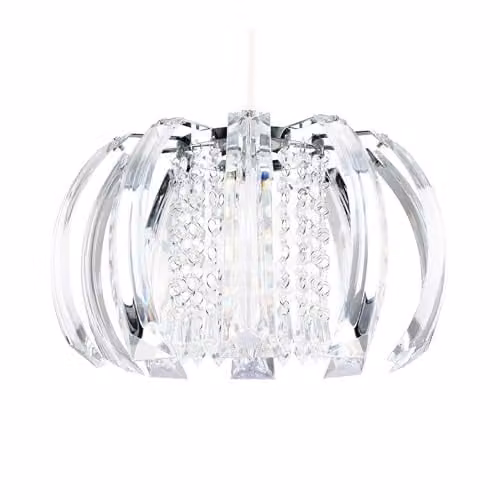 MiniSun Acurva Ceiling Pendant Light with Chrome Finish and Transparent Acrylic Droplets