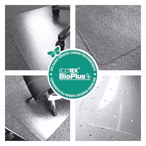 Floortex Ecotex BioPlus Rectangular Polycarbonate Chair Mat for Low Pile Carpets up to 12mm thick, Transparent, W: 115 cm – 3