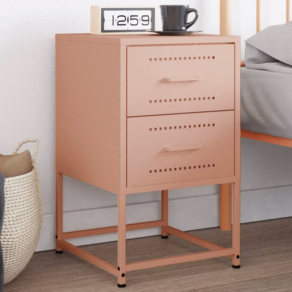 Berkfield Home Pink Metal Bedside Cabinet W/D/H: 36 x 39 x 60.5 cm – 2