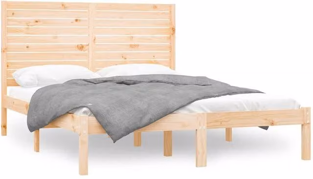 Berkfield Home Solid Wood Pine Bed Frame in Beige, W: 140 cm, L: 200 cm