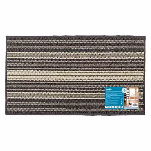 JVL Hubble Striped Machine Washable Latex Backed Doormat, Dusk, W: 40 cm, D: 70 cm