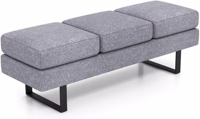 COSTWAY Grey Upholstered Straight Reception Bench with Metal Frame