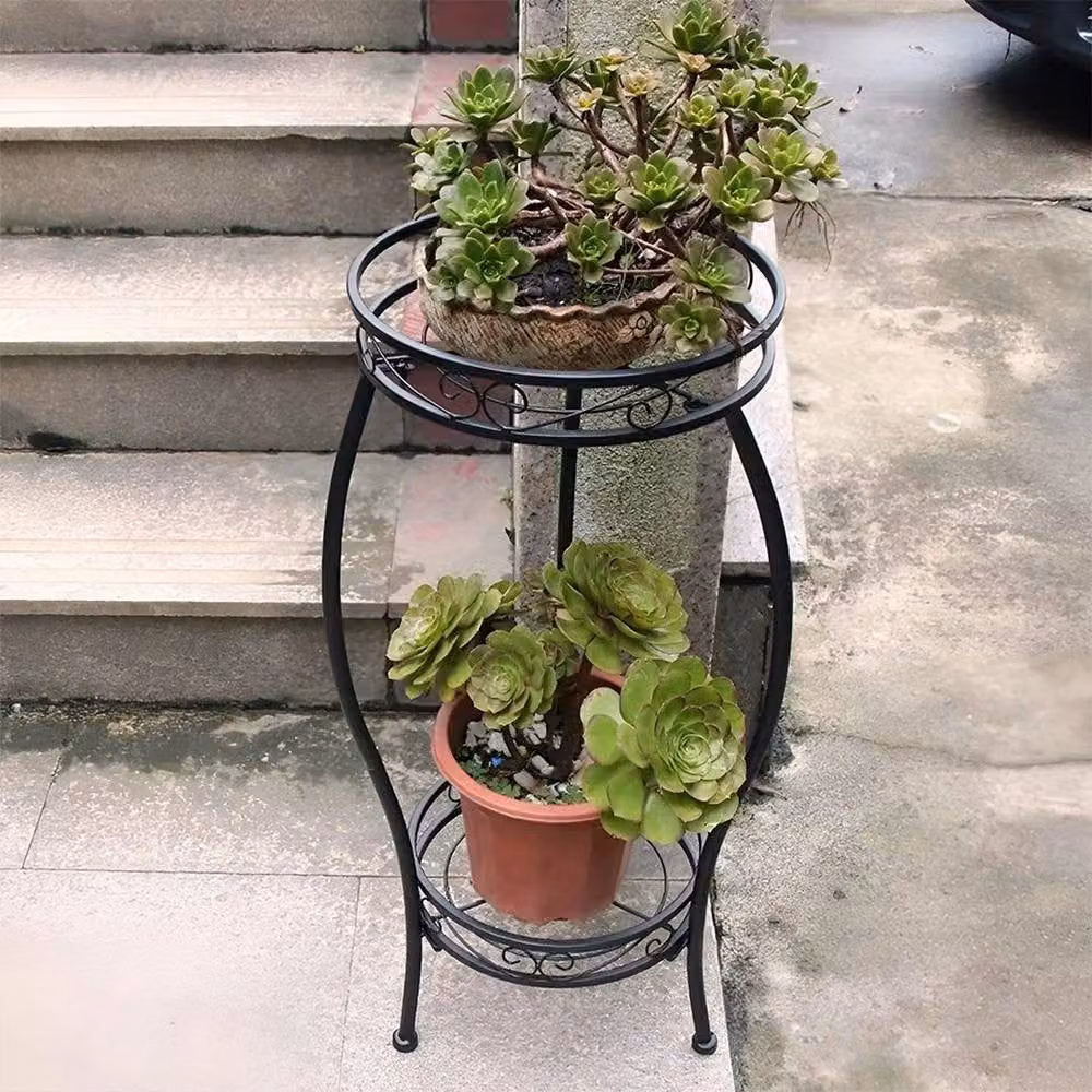 Kelvenix 2 Tier Metal Plant Stand in Matt Black for Indoor and Outdoor Use W/D/H: 68.0 x 30.0 x 100.0 cm – 5