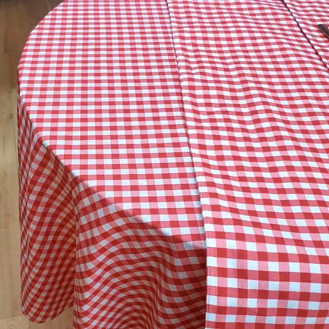 Kitchenwise Red Gingham Checked Cotton Tablecloth, Width: 177.8 cm