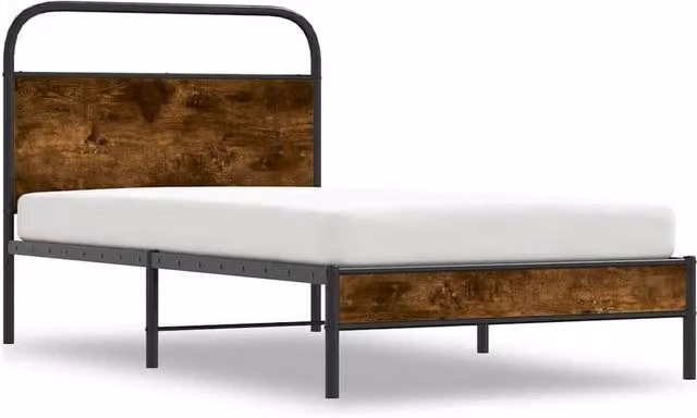 Berkfield Home Elegant Bed Frame in Smoked Oak Brown, W/D/H: 90 x 190 x 196 cm