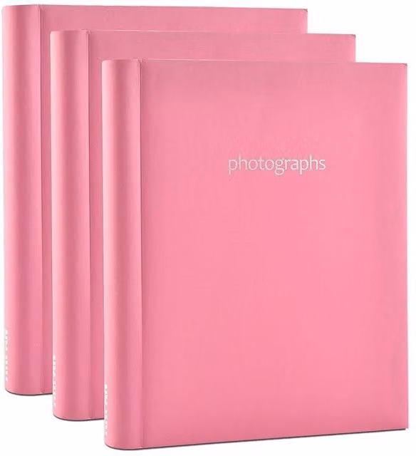Arpan Set of 3 Self Adhesive Photo Albums with 108 Sheets and 216 Sides in Pink and White