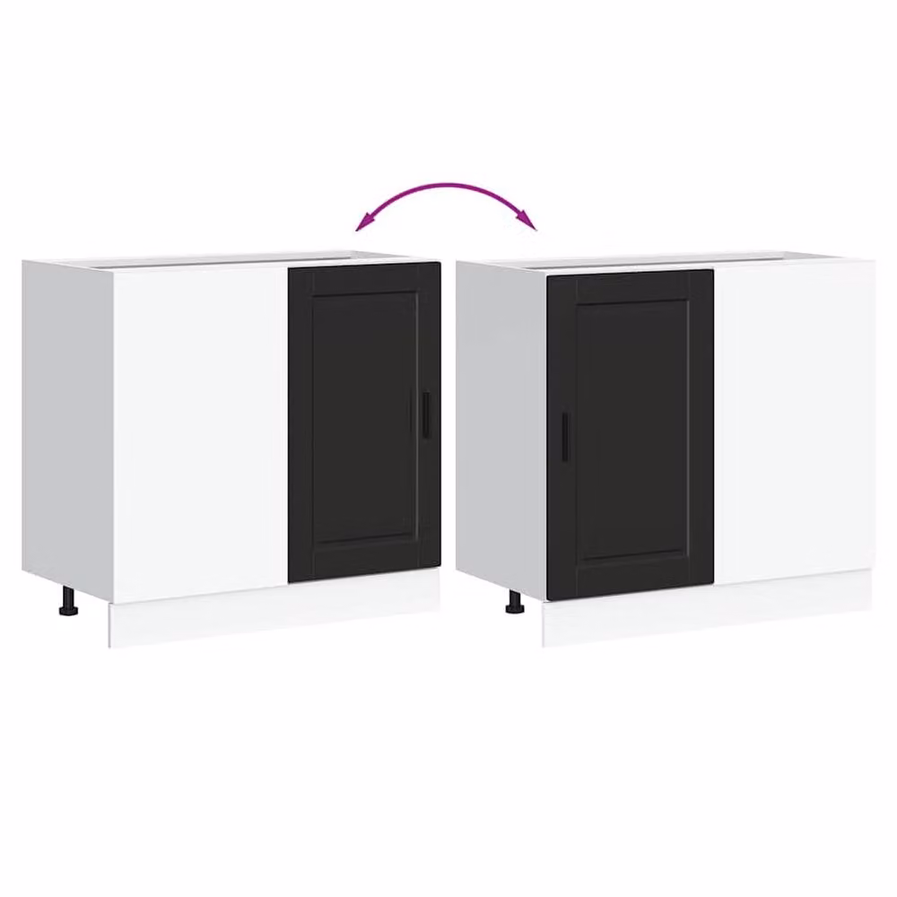 Berkfield Home Porto Black Kitchen Base Cabinet with Hinged Doors – 4