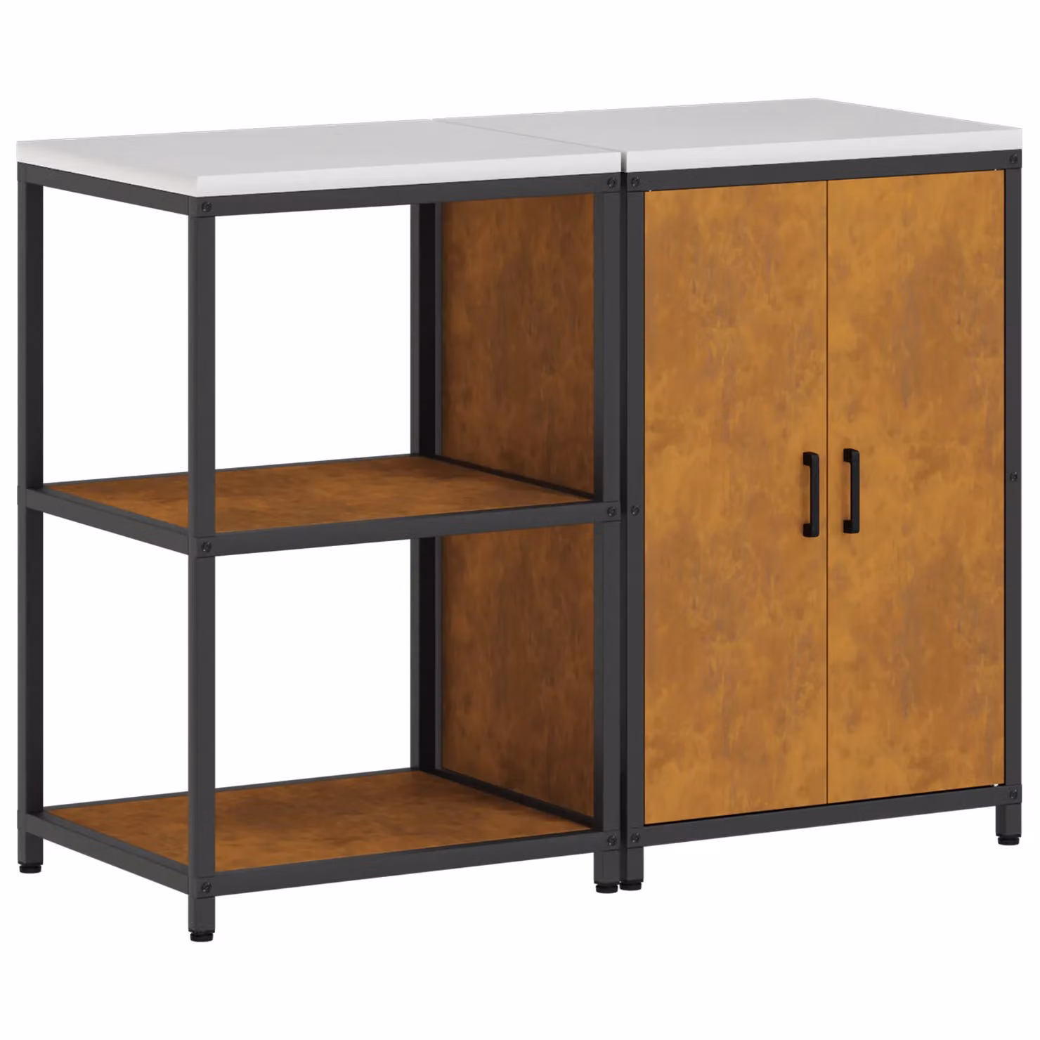 Berkfield Home 2-Piece Kitchen Storage Set in Brown Rusty Weathering Steel with Internal Shelves and Hinged Doors – 2