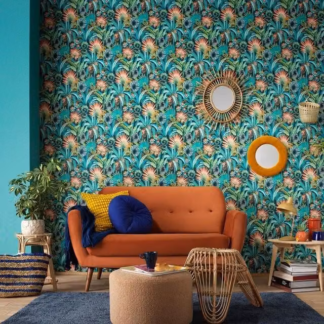 Erismann Martinique Tropical Wallpaper in Blue