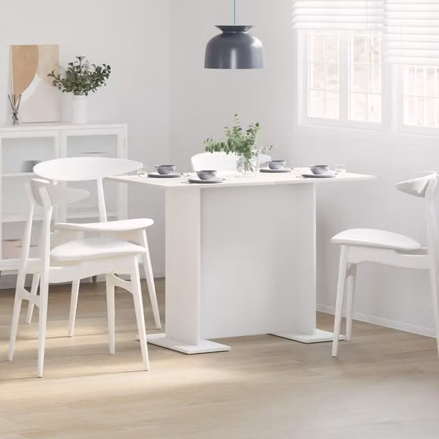 Berkfield Home Modern Rectangular Dining Table in White Glossy Engineered Wood W/D/H: 110 x 60 x 75 cm – 1