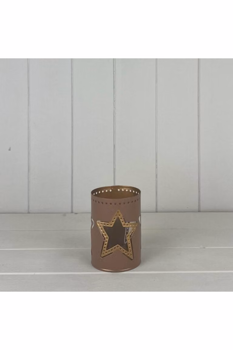 KDMD Pink and Brown Geometric Star Design Metal Tealight Holder